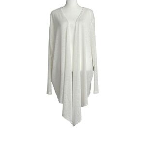 Catherines Long Sleeve White Open Front Resort Coastal Cover Up‎ Cardigan NWT 3X